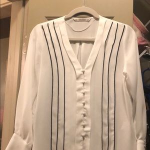 White Zara blouse with black stripes